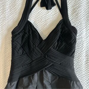 NWT BCBGMAXAZRIA Knit Dress Rayon 2 LBD Little Black Dress woven panel detail